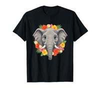 Flores Hawaianas Lindo Elefante Verano Vibraciones Camiseta