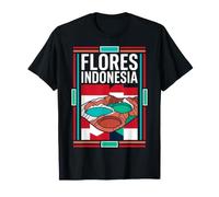 Flores Indonesia Kelimutu Crater Lagos Bandera Arte Vintage Camiseta