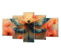 Flores Libélula Diamond Painting, 5 Pcs Kit Mosaico Pintura de Diamante, Kit Bordado en Punto de Cruz Manualidades Adultos, DIY Gran Tamaño Cuadro Damantes, Decoracion Hogar Regalos 75x125cm P-d-216