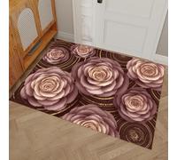 Flores Lujo Felpudo Antideslizante - 60 x 90 cmLíneas Rosas Circulares Trampa de Tierra Felpudo Exterior e Interior para Entrada Limpia - Fácil de Cuidar - Pasta Judías Rojas Morada