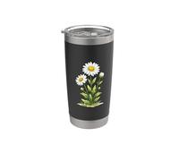 Flores Margarita Ilustración Botánica Arte Floral Vaso térmico de acero inoxidable de doble pared