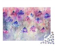 Flores moradas Arte Acuarela Puzzle de 1000 Piezas Papel para Adultos Relajante Familia Decoración Regalo 38x26cm/1000pcs
