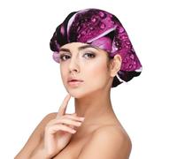 Flores moradas impresas,Gorro de dormir de satén para adultos - Gorro de dormir elástico para mujer, cubrecabello nocturno