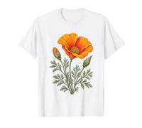 Flores Naturales botánicas Vintage de Amapola de California Camiseta