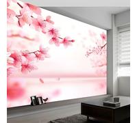 Flores Naturales Románticas Flores De Cerezo Papel pintado fotográfico tejido no tejido 200 x 140 cm murales decorativos modernos para pared Rosa, póster de pared para habitación infantil y salón