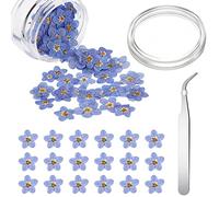 Flores Naturales Secas de No me Olvide Pinza de Codo Plata Flores Prensadas Reales de No me Olvides Pequeñas Flores Prensadas para Fabricación de Tarjetas Velas Joyería DIY