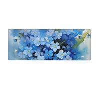 Flores no me Olvides en Acuarela,Alfombrilla de ratón Grande para Escritorio, Teclado de Ordenador, Base de Goma Antideslizante, 30 x 80 cm