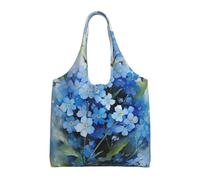 Flores no me olvides en acuarela,Bolsas de mano reutilizables, bolsas de supermercado, bolso de hombro de lona de gran capacidad