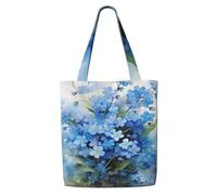 Flores no me olvides en acuarela，Bolsas de supermercado reutilizables, bolsas de compras, bolsas de lona de gran capacidad, bolso de hombro