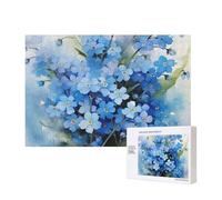 Flores no me Olvides en Acuarela,Rompecabezas de Madera de 300 Piezas, Juego Familiar, Rompecabezas para Adultos, Adolescentes, decoración del hogar
