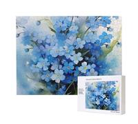 Flores no me Olvides en Acuarela,Rompecabezas de Madera de 500 Piezas, Juego Familiar, Rompecabezas para Adultos, Adolescentes, decoración del hogar