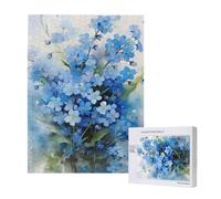 Flores no me Olvides en Acuarela,Rompecabezas de Madera de 500 Piezas para Adultos y Adolescentes.
