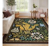 Flores orientales Alfombra 180x240 de área Alfombrilla Lavables Tapete Florales Tradicionales para salón Suaves antiderrapantes Suelo Interior Que no muda Dormitorio Comedor Oficina en