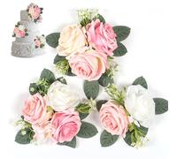 Flores para pastel de boda, 3 piezas de 6, 3/7, 9 pulgadas, decoraciones para pasteles de flores para bodas, bautizos, fiestas de cumpleaños, despedidas de soltera, estilo 4 para decorar.
