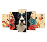 Flores Perro Diamond Painting, 5 Pcs 5D Kit Mosaico Pintura de Diamante, Kit Bordado en Punto de Cruz Manualidades Adultos, DIY Gran Tamaño Cuadro Damantes, Decoracion Hogar Regalos 80x150cm P-d-437