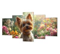 Flores Perro Diamond Painting, 5 Pcs 5D Kit Mosaico Pintura de Diamante, Kit Bordado en Punto de Cruz Manualidades Adultos, DIY Gran Tamaño Cuadro Damantes, Decoracion Hogar Regalos 60x100cm P-d-192