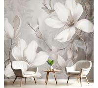 flores pintadas a mano Wall Murals, Simple y elegante Non-self-adhesive gris - Gran Foto Mural para Sala de Estar, Dormitorio y Oficina 250x175cm