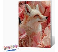 Flores Pintar Por Numeros Adultos, Cuadros Para Pintar Por Numeros Lobo, Kit Manualidades Adultos Principiantes Con 3 Pinceles Pigmento AcríLico, Decoracion Hogar, Regalo 50x65 CM Sin Marco -LKF0796H6