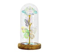 Flores prensadas para siempre - 11,5 x 11,5 x 22 cm Cúpula de decoración romántica con luz, flor de vidrio artificial de 4,53-8,66 pulgadas, recuerdos intemporales LED - para boda de San