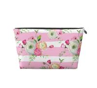 Flores Rayas Rosas, Bolsa de artículos de tocador Bolsa de Maquillaje Bolsa de cosméticos Bolsa de artículos de tocador de Viaje portátil