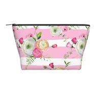 Flores Rayas Rosas, Bolsa de artículos de tocador Bolsa de Maquillaje Bolsa de cosméticos Bolsa de artículos de tocador de Viaje portátil