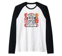 Flores Retro de Grab Life by The Balls Camiseta Manga Raglan
