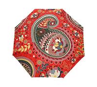 Flores Rojas Tribus Naciones Paraguas Plegable Automático Paraguas de Viaje Mujer Niño Niña Protección UV Resistencia Viento Impermeable