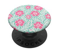 Flores Rosa Blanco Floral Espuma De Mar Verde Patrón Tropical PopSockets PopGrip Adhesivo