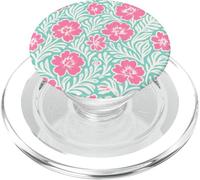 Flores Rosa Blanco Floral Espuma De Mar Verde Patrón Tropical PopSockets PopGrip para MagSafe