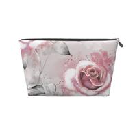 Flores Rosadas Acuarela Floral Rosa Hojas Grises Splash, Bolsa de artículos de tocador Bolsa de Maquillaje Bolsa de cosméticos Bolsa de artículos de tocador de Viaje portátil
