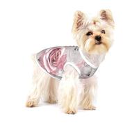 Flores Rosas, Acuarela Floral, Rosa, Hojas Grises, Salpicadura,Camiseta de algodón sin Mangas para Mascotas, Chaleco Transpirable, Suave y elástico para Cachorros,M