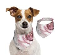 Flores Rosas, Acuarela Floral, Rosa, Hojas Grises, Salpicadura,Pañuelos de algodón para Perros, Bufandas Ajustables para Mascotas,S