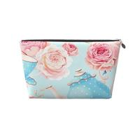Flores Rosas Tazas De Tetera Vintage, Bolsa de artículos de tocador Bolsa de Maquillaje Bolsa de cosméticos Bolsa de artículos de tocador de Viaje portátil