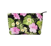 Flores Rosas Tropicales y Palmeras de la Selva,Neceser de Pana, Neceser de Maquillaje portátil, Neceser de Viaje