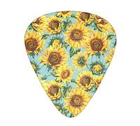 Flores rústicas florales Acuarela girasol Púas de guitarra Juego completo de regalo para guitarrista Celuloide Mediano Paquete de 12 en caja Regalo para guitarristas Hombres y mujeres