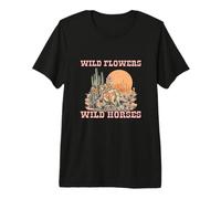 Flores Salvajes Caballos Salvajes Chica Cabalgata En Vaquera del Desi Camiseta Premium