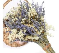 Flores Secas Naturales,Manojos de Lavanda Seca 40-44 cm, Ramos de Flores Secas Naturales Decoración para el Hogar para Decoracion Boho Fiestas Bodas