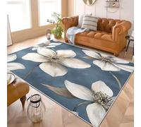 Flores Sencillas de Acuarela Alfombra de Franela Antideslizante Blanco Alfombras Lavables de Pelo Corto, Hipoalergénica, Alfombra Interior para Salón, Dormitorio y Entrada 60x90 cm