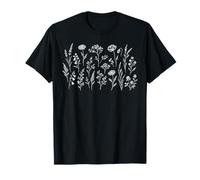 Flores Silvestres Botánico Floral Bosquejo Naturaleza Amante Camiseta