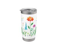 Flores silvestres coloridas con motivos florales Vaso térmico de acero inoxidable de doble pared