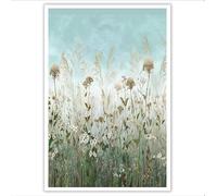 Flores silvestres de la pradera Verde oliva Arte de la Pared Decoración Estilo campestre Arte de la Pared para Dormitorio Cocina Comedor Oficina y Baño 40x30 cm Sin Marco