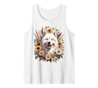 Flores silvestres de verano del perro samoyedo Camiseta sin Mangas