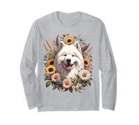 Flores silvestres de verano del perro samoyedo Manga Larga