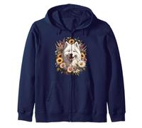 Flores silvestres de verano del perro samoyedo Sudadera con Capucha