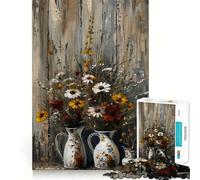 Flores Silvestres en jarras Rompecabezas para Adultos de 1000 Piezas Juego de concentración Mental Corte láser Actividad Nocturna Divertida para Toda la Familia (50x75cm)