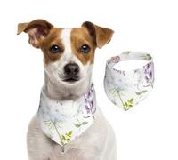 Flores Silvestres Florales de Acuarela,Pañuelos de algodón para Perros, Bufandas Ajustables para Mascotas,L