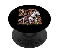 Flores Silvestres Retro de Vaquera sureña al Atardecer - Caballos Salvajes PopSockets PopGrip Adhesivo