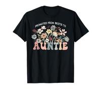 Flores Silvestres Retro promovidas de Mejor Amiga a tía Nueva tía Camiseta
