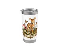 Flores silvestres y gentiles Fawn Butterfly Cottagecore Vaso térmico de acero inoxidable de doble pared