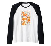 Flores Silvestres Zorros Florales diseño patrón de Zorros Rojos Arte Camiseta Manga Raglan